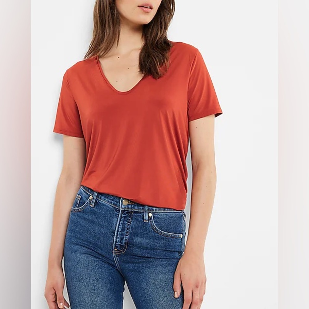 Express Silky Skimming V Neck Tee